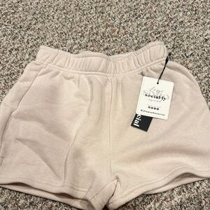 Socially Branded Cream Athletic Shorts for Women